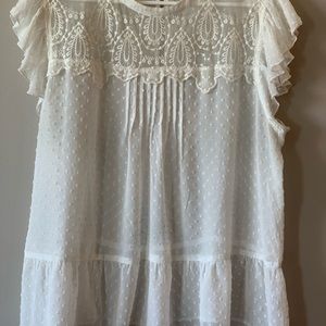 White Sheer Ruffled Blouse